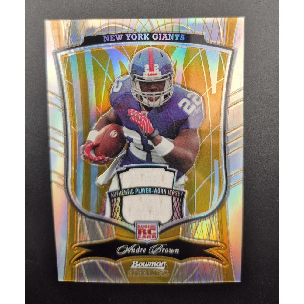 2009 Bowman Sterling Andre Brown #173 Gold Refractor Game Worn Jersey /25 (RC)